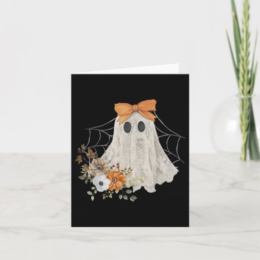 Coquette Ghost Halloween Flower Ghost Spooky Lace Kaart (Voorkant)