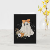 Coquette Ghost Halloween Flower Ghost Spooky Lace Kaart (Gele Bloem)