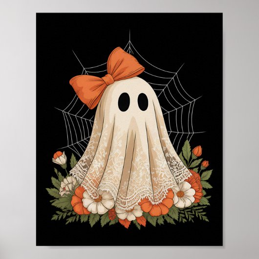 Coquette Ghost Halloween Flower Ghost Spooky Lace Poster (Voorkant)