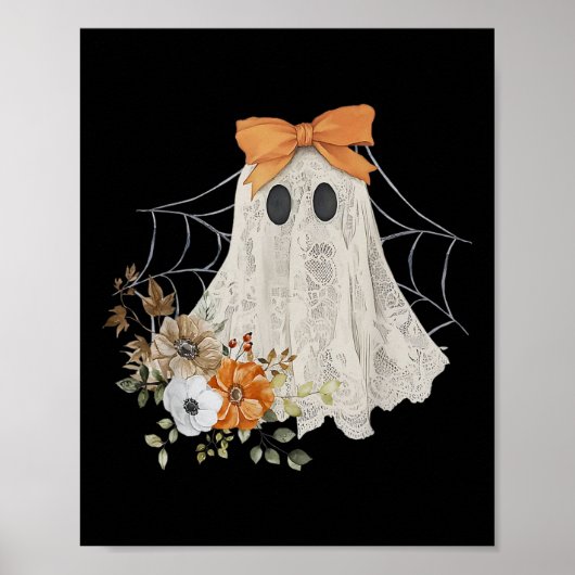 Coquette Ghost Halloween Flower Ghost Spooky Lace Poster (Voorkant)