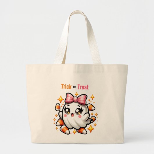 Coquette Ghost Trick or treat Grote Tote Bag (Voorkant)