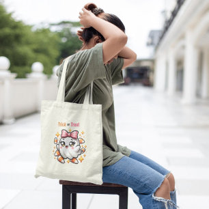 Coquette Ghost Trick or treat Grote Tote Bag