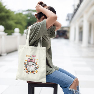 Coquette Ghost Trick or treat Grote Tote Bag