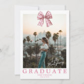 Coquette Gingham Bow Foto Afstuderen Aankondiging (Voorkant)