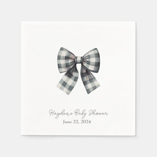 Coquette Gingham Bow gepersonaliseerd servet (Voorkant)