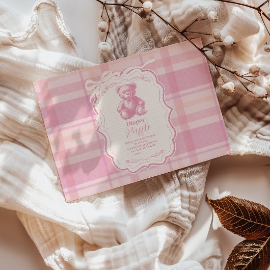 Coquette Gingham Franse Teddy Diapper Raffle Informatiekaartje