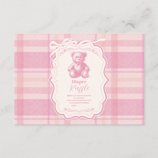 Coquette Gingham Franse Teddy Diapper Raffle Informatiekaartje (Voorkant)