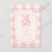 Coquette Gingham Franse Teddy Luier Raffle Informatiekaartje (Voorkant)