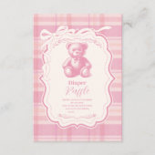 Coquette Gingham Franse Teddy Luier Raffle Informatiekaartje (Voorkant)