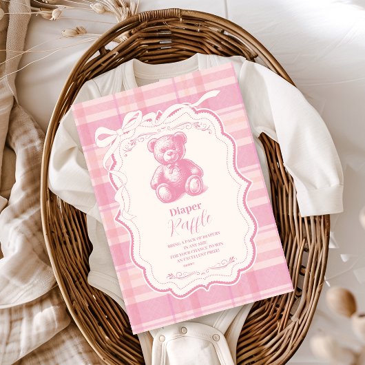 Coquette Gingham Franse Teddy Luier Raffle Informatiekaartje
