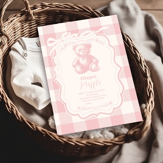 Coquette Gingham Franse Teddy Luier Raffle Informatiekaartje