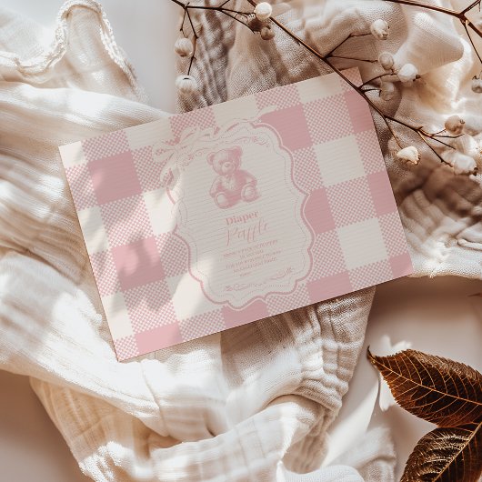 Coquette Gingham Franse Teddy Luier Raffle Informatiekaartje