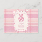 Coquette Gingham Franse Teddy Luier Raffle Informatiekaartje (Voorkant)