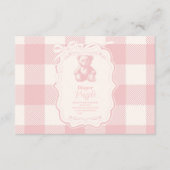 Coquette Gingham Franse Teddy Luier Raffle Informatiekaartje (Voorkant)