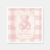 Coquette Gingham French Teddy Bear Baby shower Servet (Voorkant)
