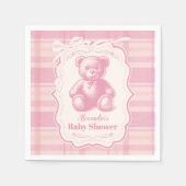 Coquette Gingham French Teddy Bear Baby shower Servet (Voorkant)
