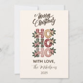 Coquette Gingham Ho Ho Ho Christmas Feestdagenkaart (Voorkant)