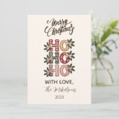 Coquette Gingham Ho Ho Ho Christmas Feestdagenkaart (Staand voorkant)