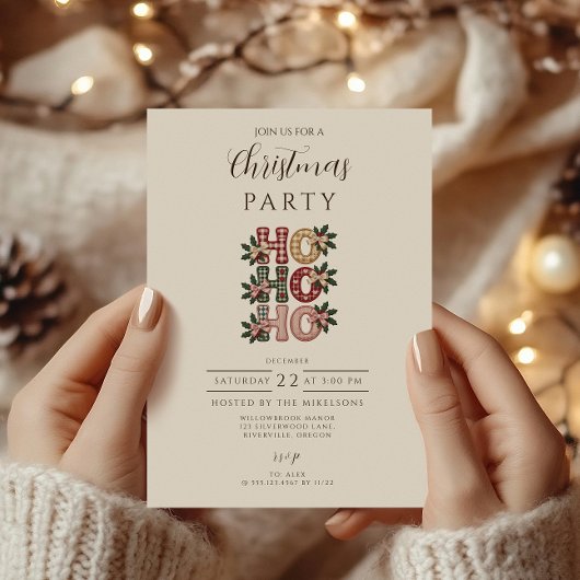 Coquette Gingham Ho Ho Ho Kerstmis Kaart
