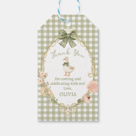 Coquette Gingham Silly Goose Birthday Gift Tag Cadeaulabel