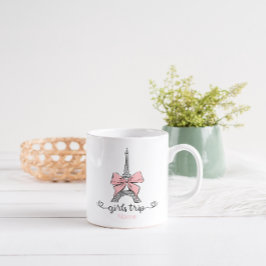 Coquette Girl Trip Eiffeltoren & Roze strik Custom Koffiemok