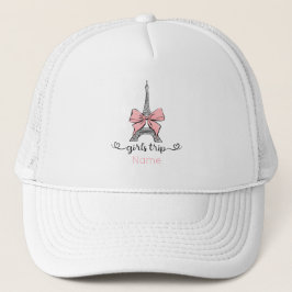 Coquette Girl Trip Eiffeltoren & Roze strik Custom Trucker Pet