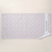 Coquette Girly Floral Pattern | Persoonlijke naam Strandlaken (Voorkant)