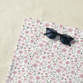Coquette Girly Floral Pattern | Persoonlijke naam Strandlaken (In situ)