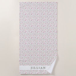 Coquette Girly Floral Pattern | Persoonlijke naam Strandlaken