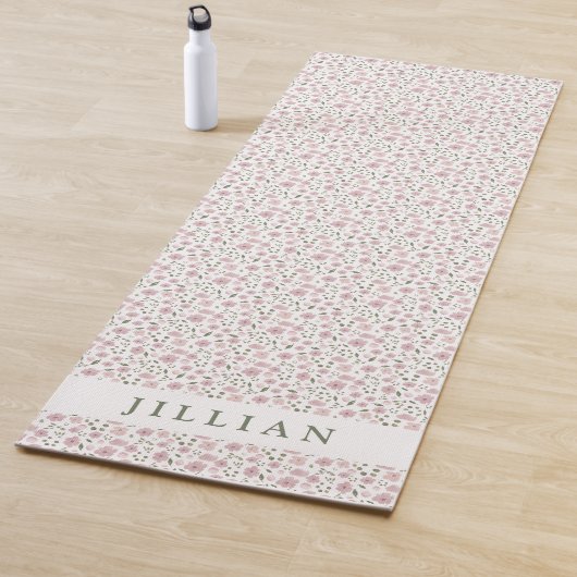 Coquette Girly Floral Pattern | Persoonlijke naam Yogamat (In situ)