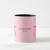 Coquette Girly Vrouwelijke Disco Ball Roze Bow Tweekleurige Koffiemok (Center)