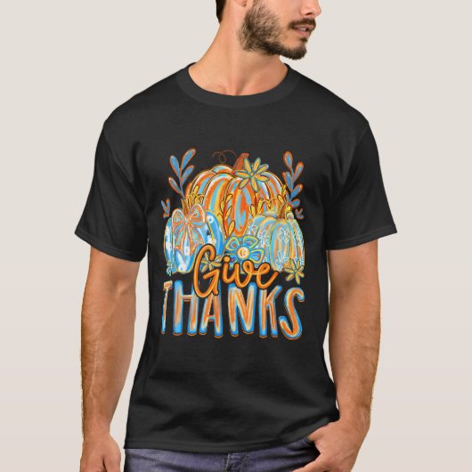 Coquette Give Thanks Christian Thanksgiving Floral T-shirt (Voorkant)