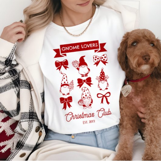 Coquette Gnome Lovers Christmas Club - Rood | Wit Tri-Blend Shirt