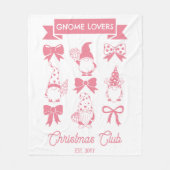 Coquette Gnome Lovers Christmas Club - Roze | Wit Fleece Deken (Voorkant)