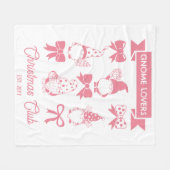 Coquette Gnome Lovers Christmas Club - Roze | Wit Fleece Deken (Voorkant (Horizontaal))
