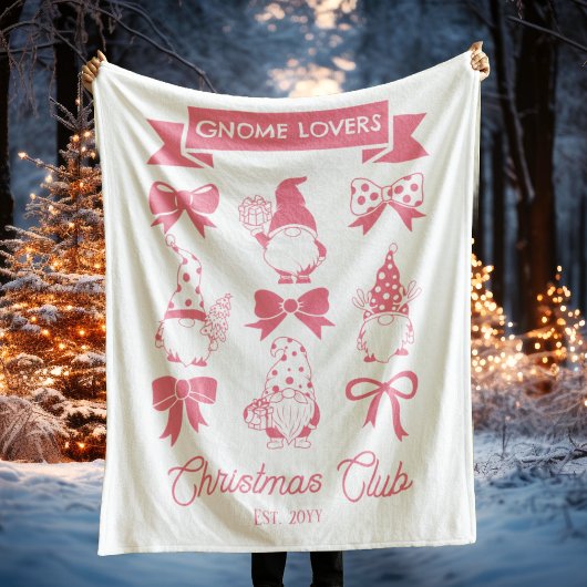 Coquette Gnome Lovers Christmas Club - Roze | Wit Fleece Deken