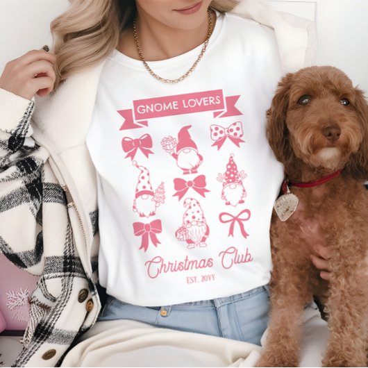 Coquette Gnome Lovers Christmas Club - Roze | Wit Tri-Blend Shirt