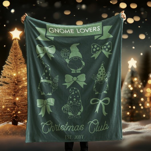 Coquette Gnome Lovers Christmas Club - Sage | Wit Fleece Deken