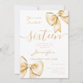 Coquette Gold Bow Sweet 16 verjaardag Kaart (Voorkant)