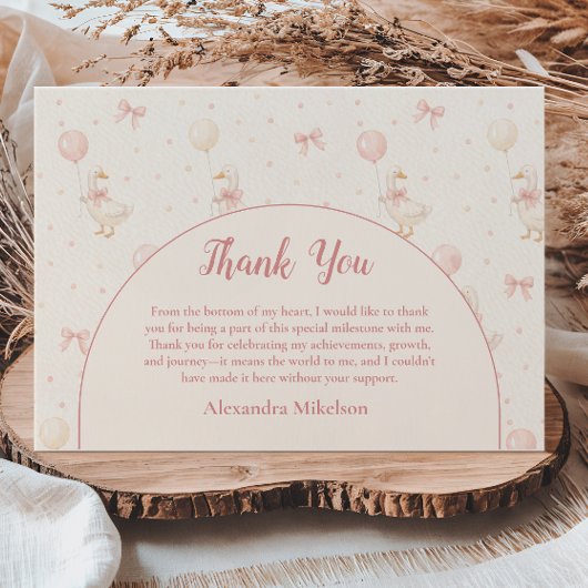 Coquette Goose 1st Birthday Bedankkaart