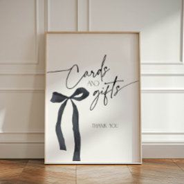 Coquette Gothic Black Bow Kaarten en geschenken Reclamebord Met Voetstuk