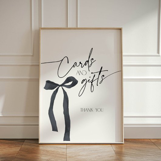Coquette Gothic Black Bow Kaarten en geschenken Reclamebord Met Voetstuk