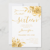 Coquette Goud Sweet 16 Floral Glam Kaart (Voorkant)