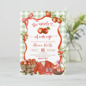 Coquette Green Plaid Apple Of Our Eye Baby Shower Kaart (Staand voorkant)