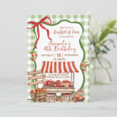 Coquette Green Plaid Bow Apple Orchard Birthday Kaart (Staand voorkant)