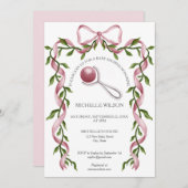 Coquette Greenery Roze Bow Baby Meisje Kaart (Voorkant / Achterkant)