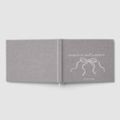 Coquette Grey Faux Linen Monogram Coquette Bow Gastenboek (Volledig)