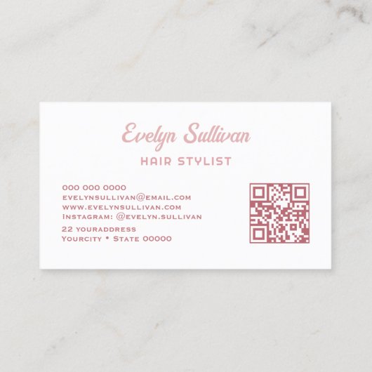 Coquette Hair QR Code Visitekaartje (Achterkant)