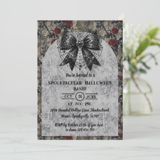 Coquette Halloween Dark Bow Kaart (Staand voorkant)