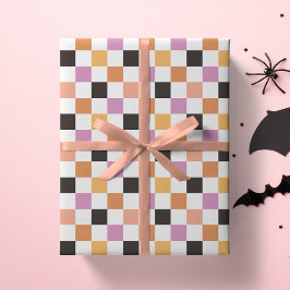 Coquette Halloween-feest Schachbrett geruit Cadeaupapier
